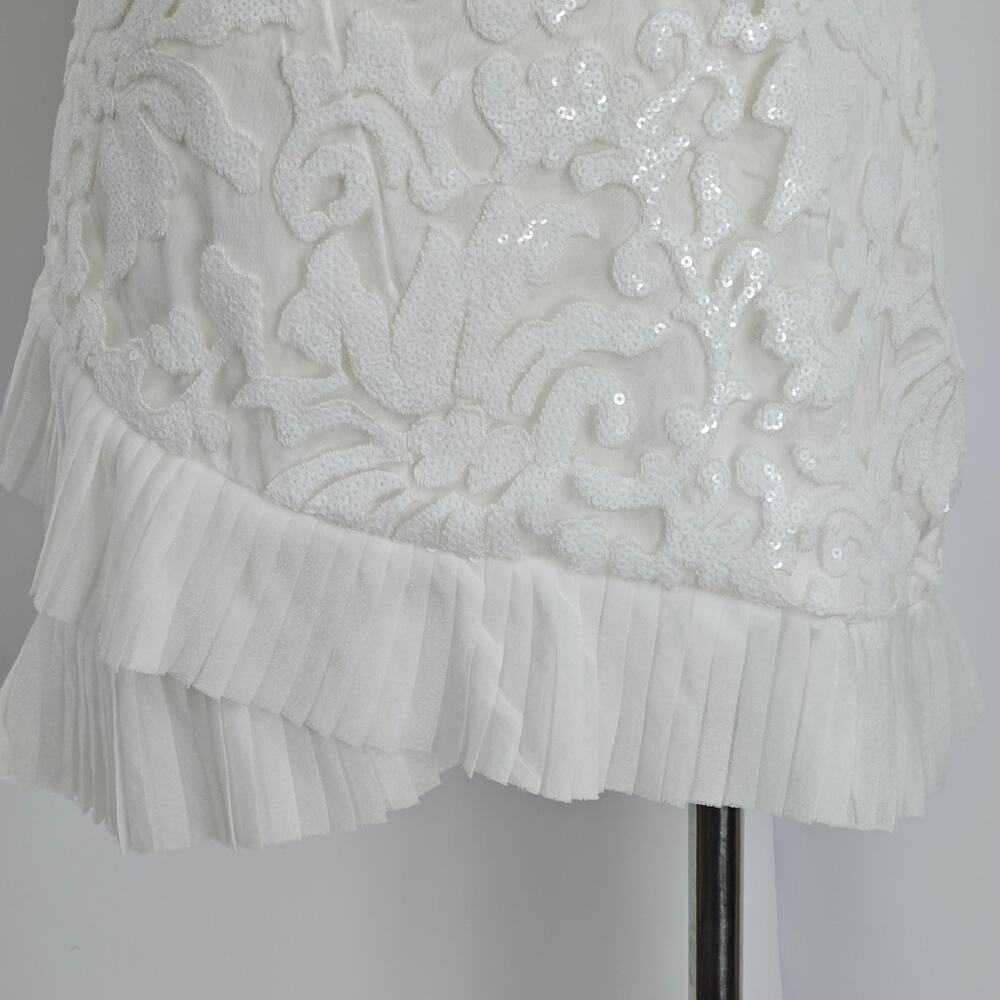 Naked Wardrobe The Statement White Sequin Ruffle Mini Skirt Women's Size M NWOTF - Picture 4 of 15